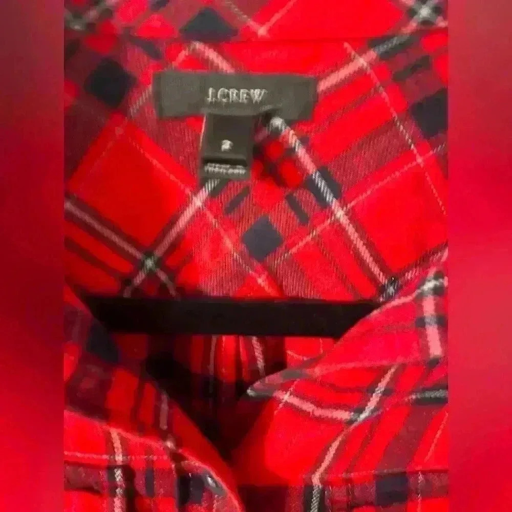 J.Crew Red & Black Flannel Size 2 - Picture 4 of 6